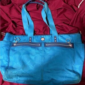 Blue coach tote / Diaper bag